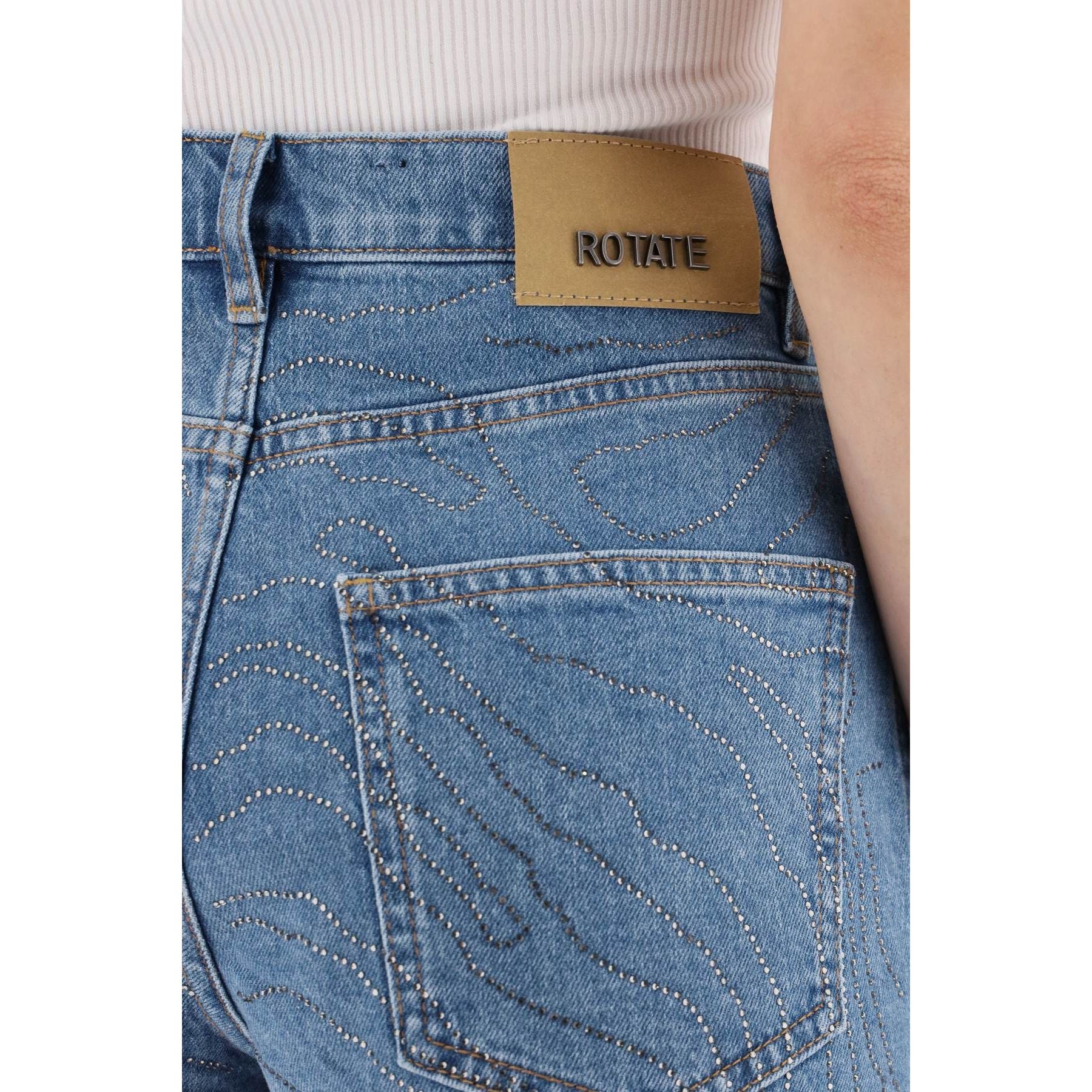 Denim Shorts With Rhinestone