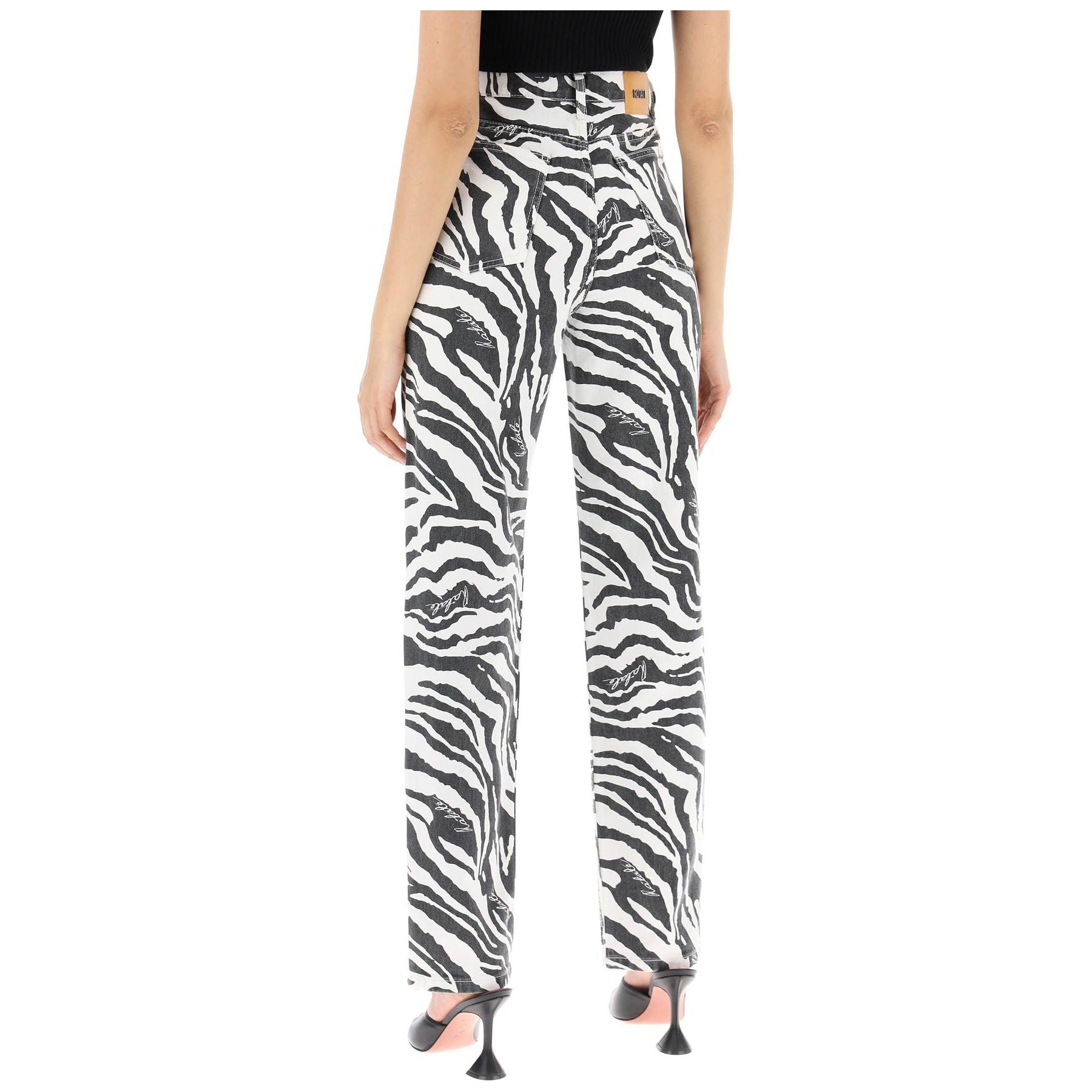 Straight Leg Zebra Print Jeans