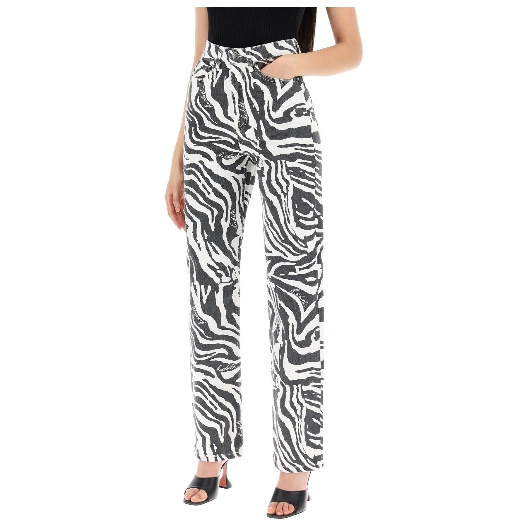Straight Leg Zebra Print Jeans