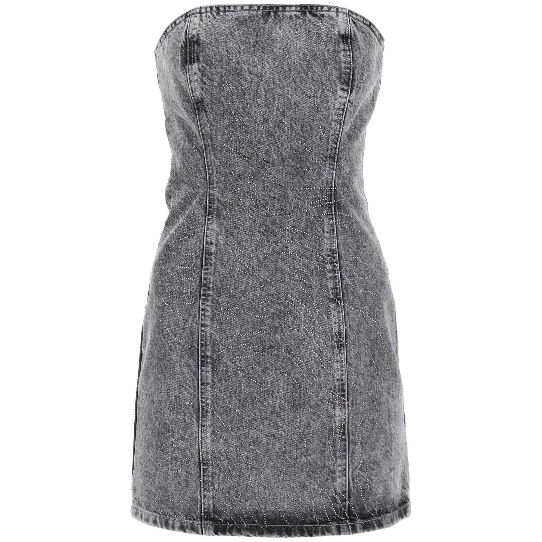 Rhinestone Embellished Denim Mini Dress