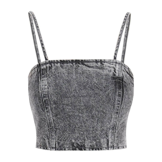 Rhinestone Crop Denim Top.