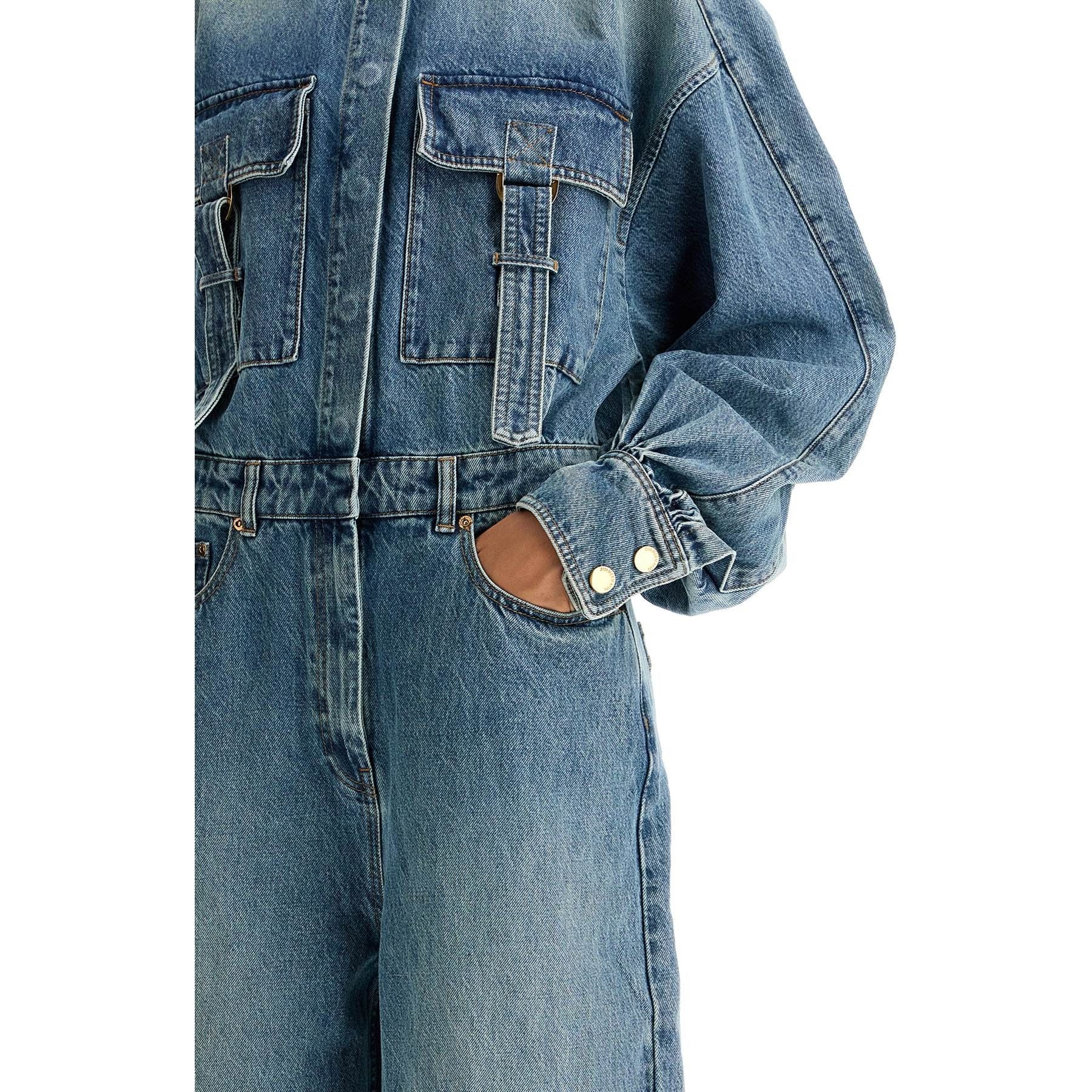 Denim Illustration Overall Jumpsuit