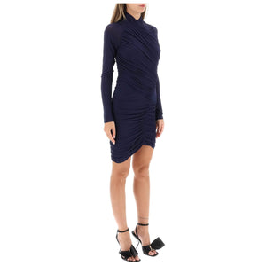 Draped Viscose Crepe Mini Dress