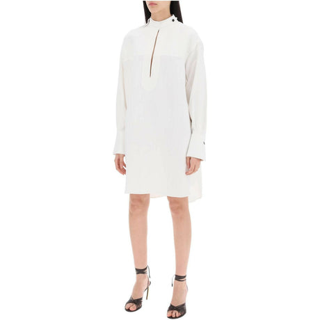 Linen-Blend Frog Fasten Collar Kaftan.