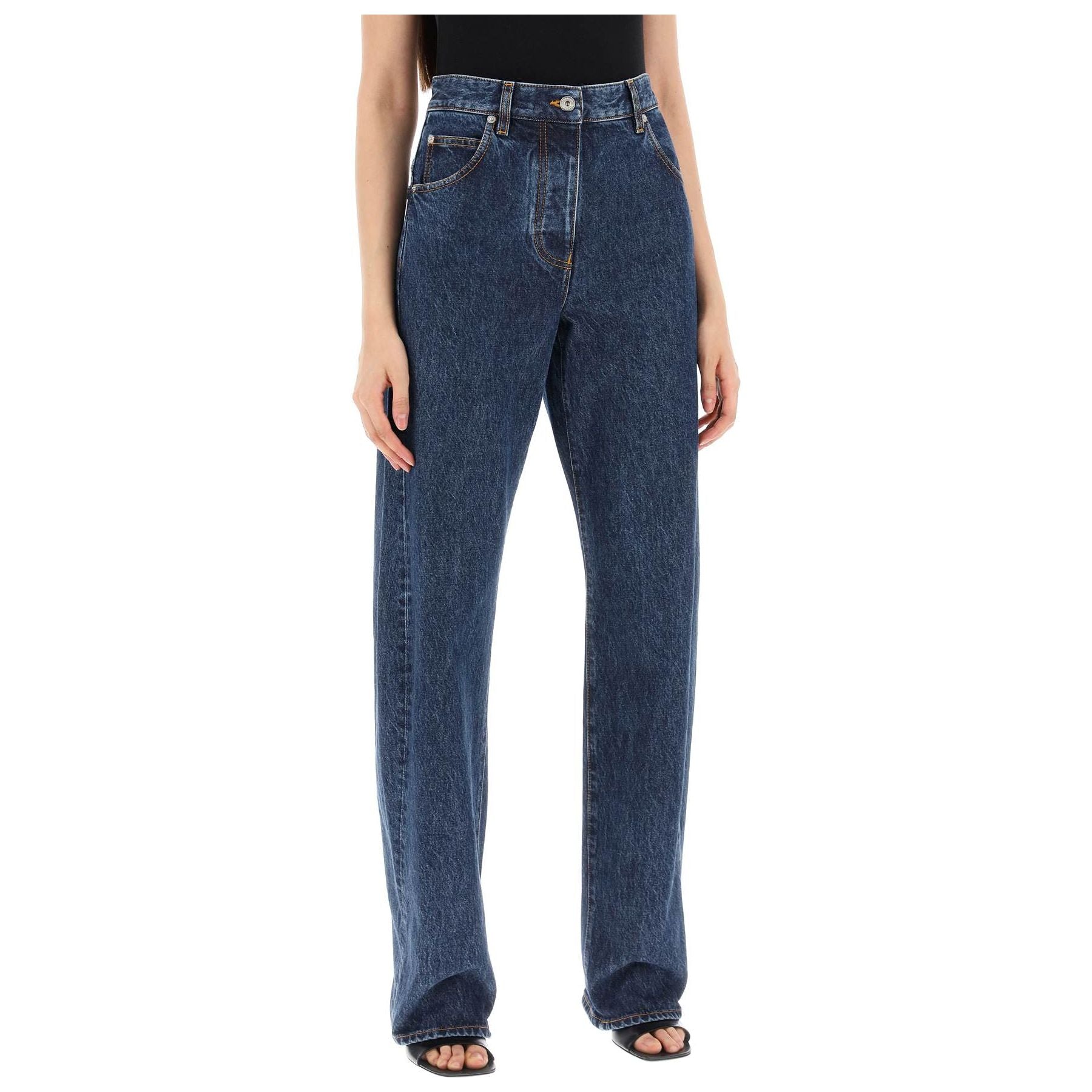 Curved Seam High-Waisted Jeans