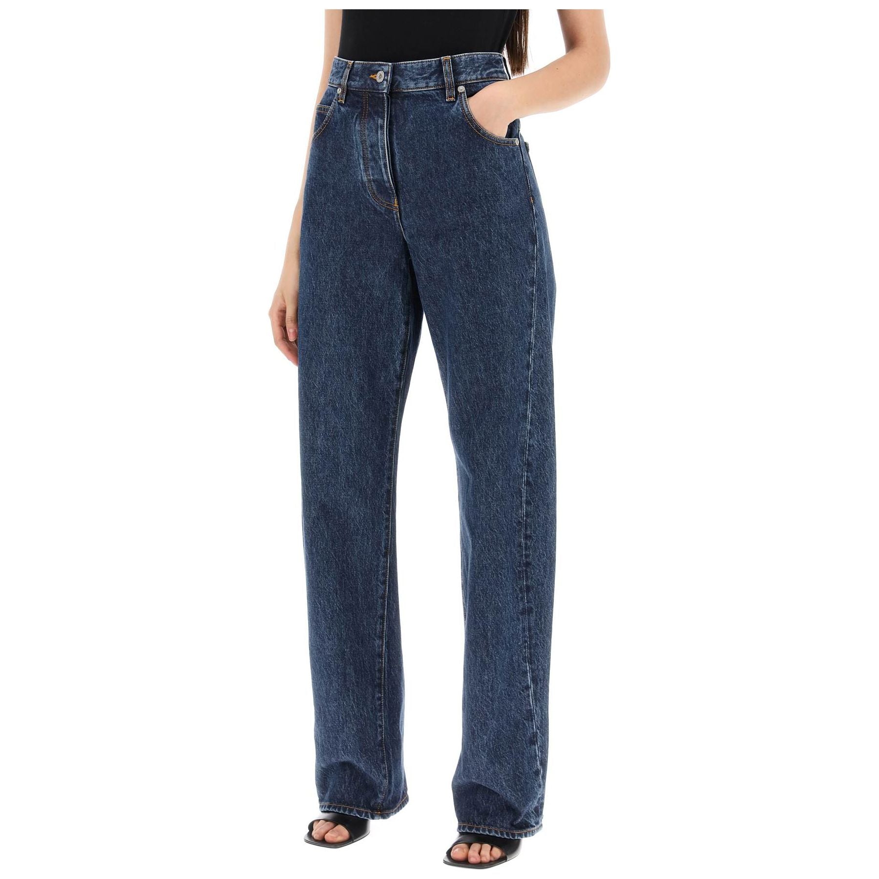 Curved Seam High-Waisted Jeans