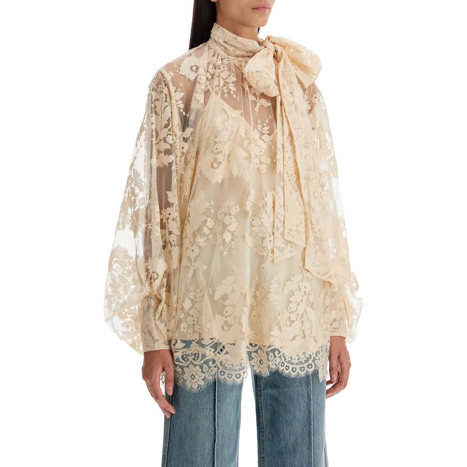 Of Lace Blouse With Floral Pattern