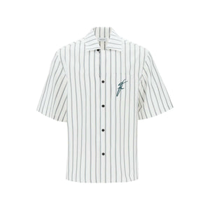 Striped Bowling Shirt With Button.