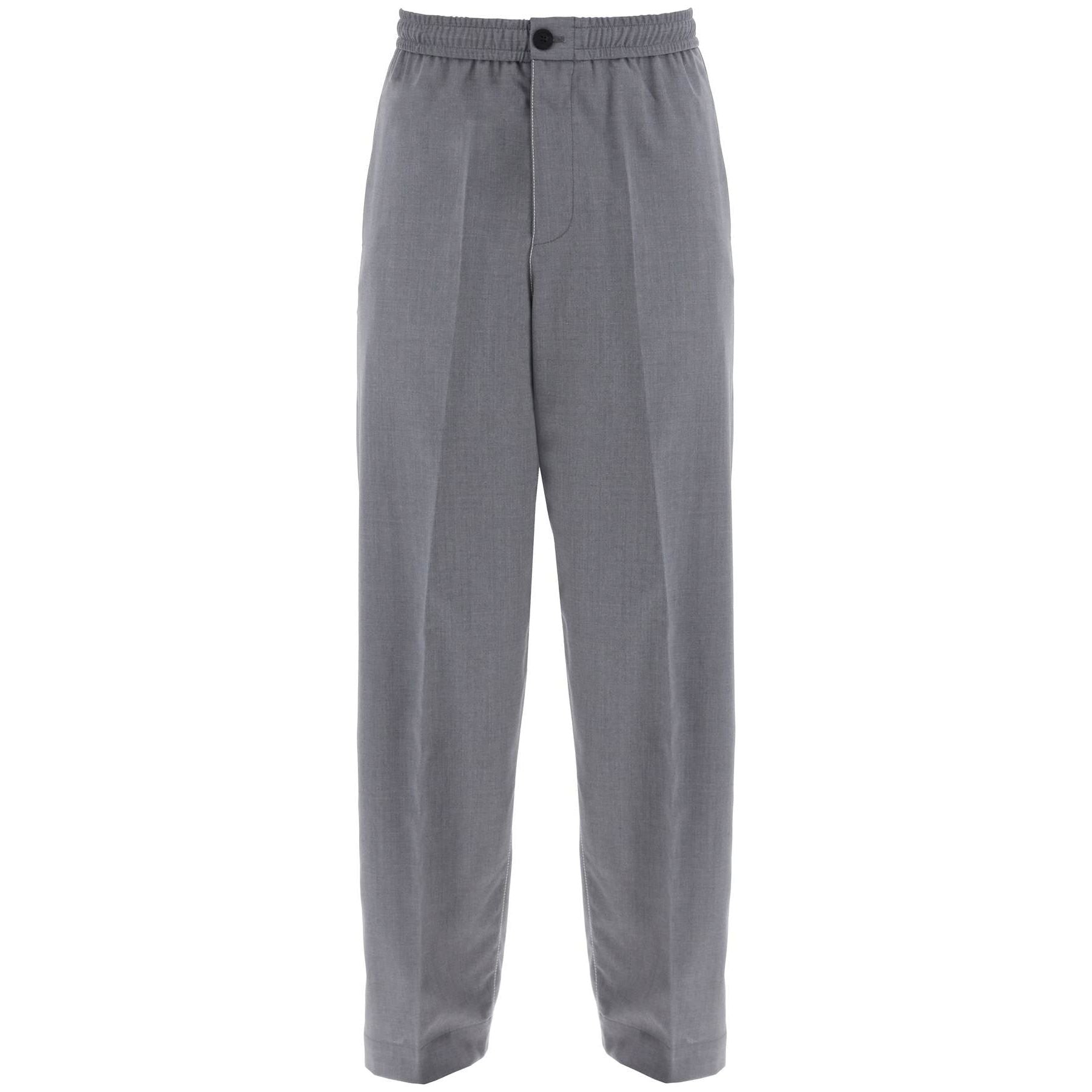 Lightweight Virgin Wool Tailored Trousers In Canvas Fabric