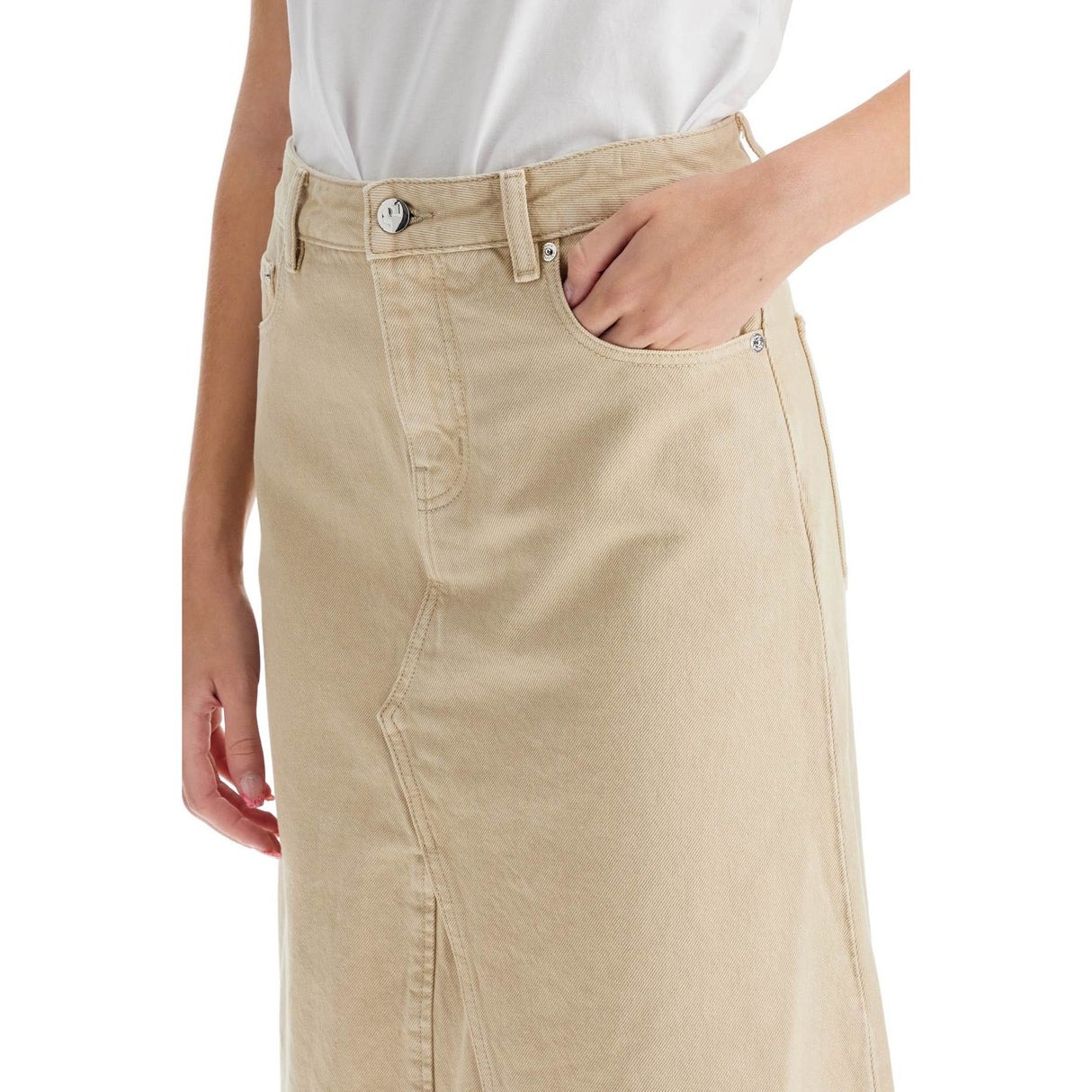 Cotton Denim Trapeze Skirt