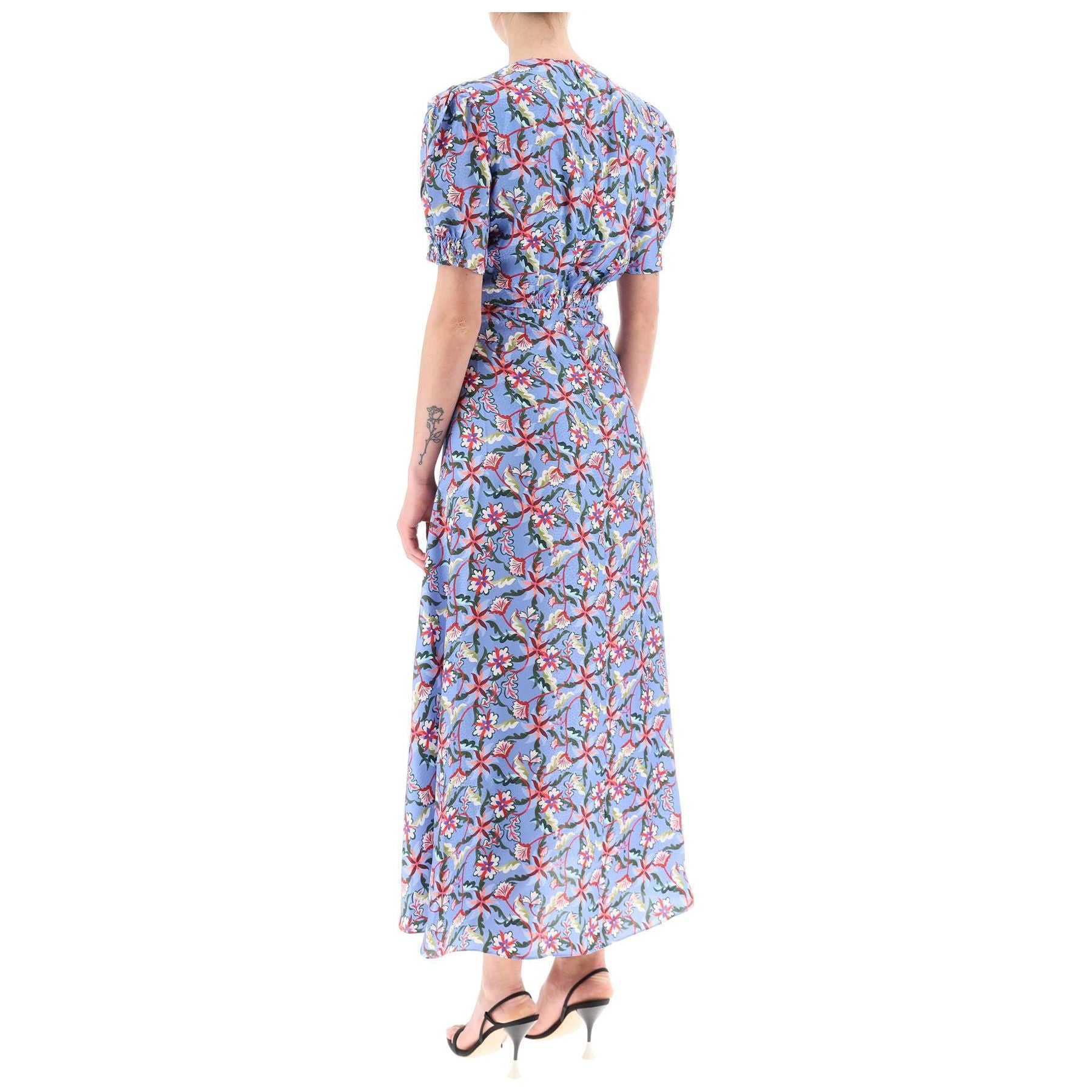 Printed Floral Silk 'Lea' Long Dress
