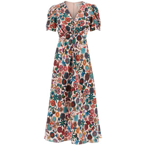 Lea Long Dress In Printed Silk