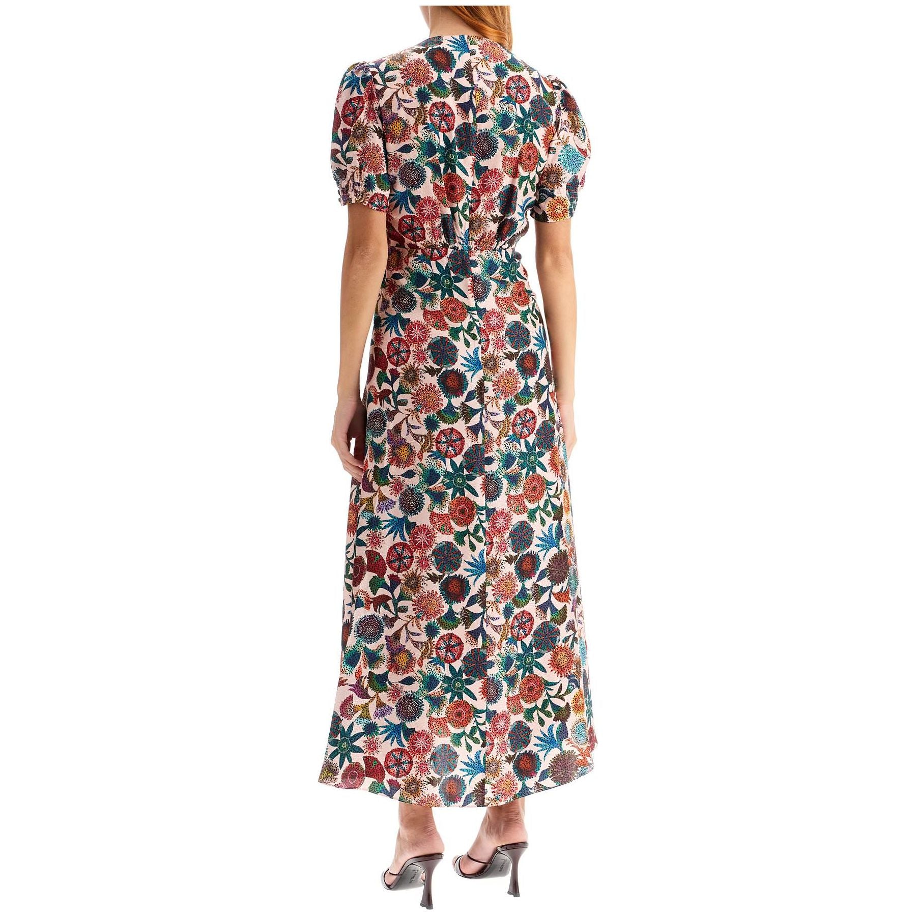 Lea Long Dress In Printed Silk