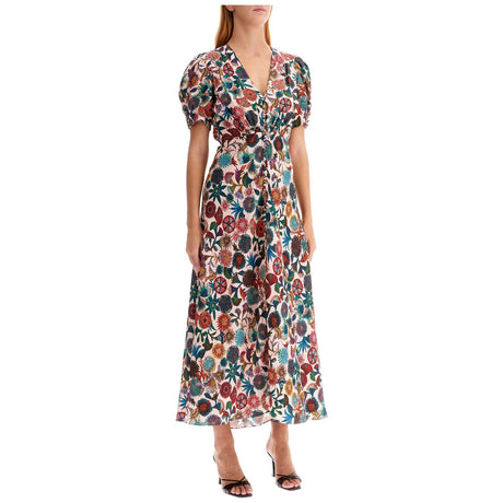 Lea Long Dress In Printed Silk