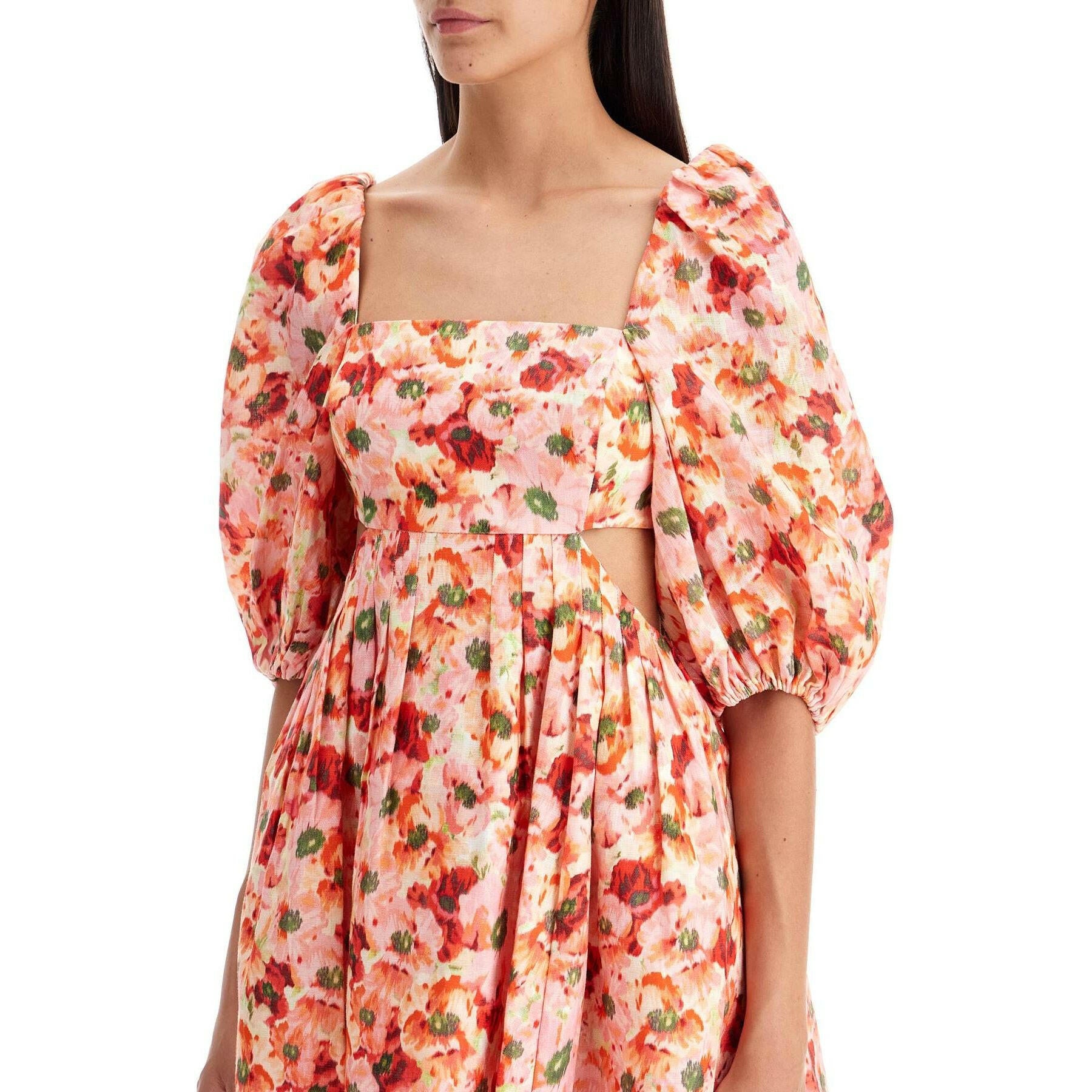 Floral Lightburst Linen Dress