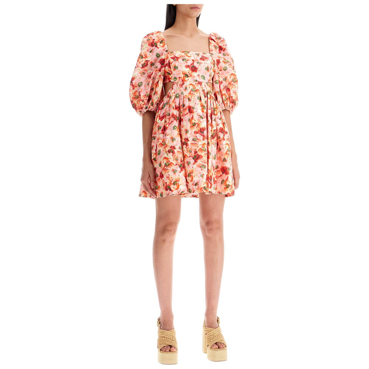 Floral Lightburst Linen Dress