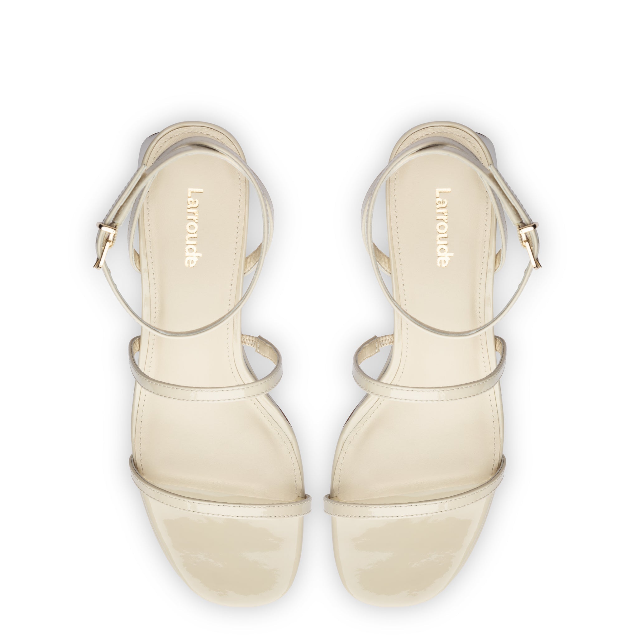 Gio Sandal In Ivory Patent Leather