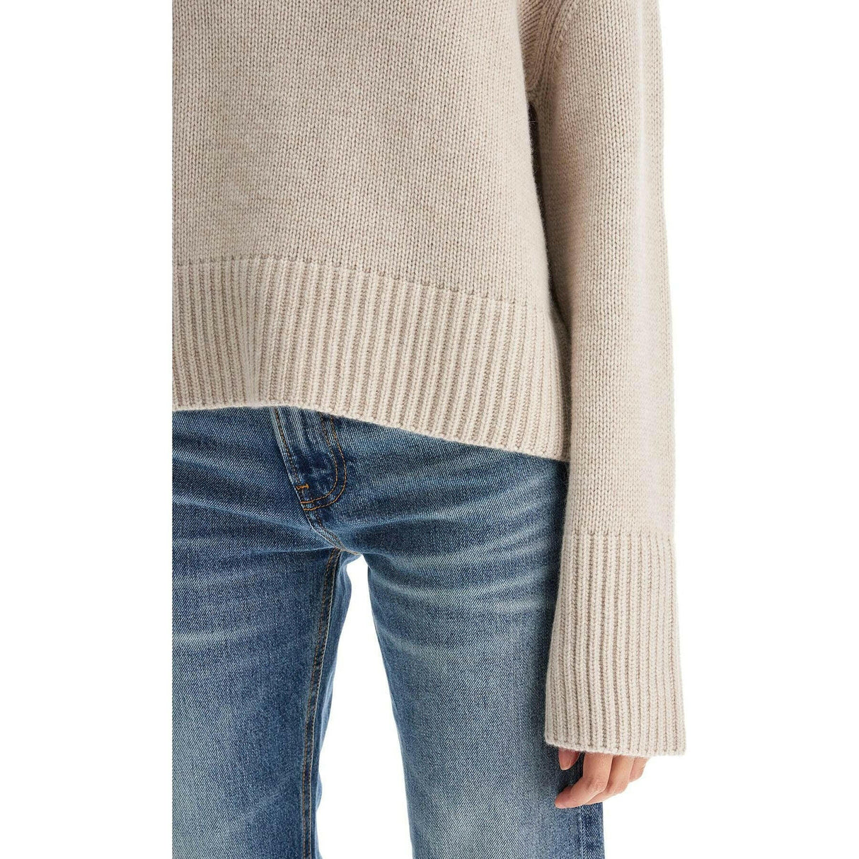 'Fleur' High Neck Cashmere Sweater.