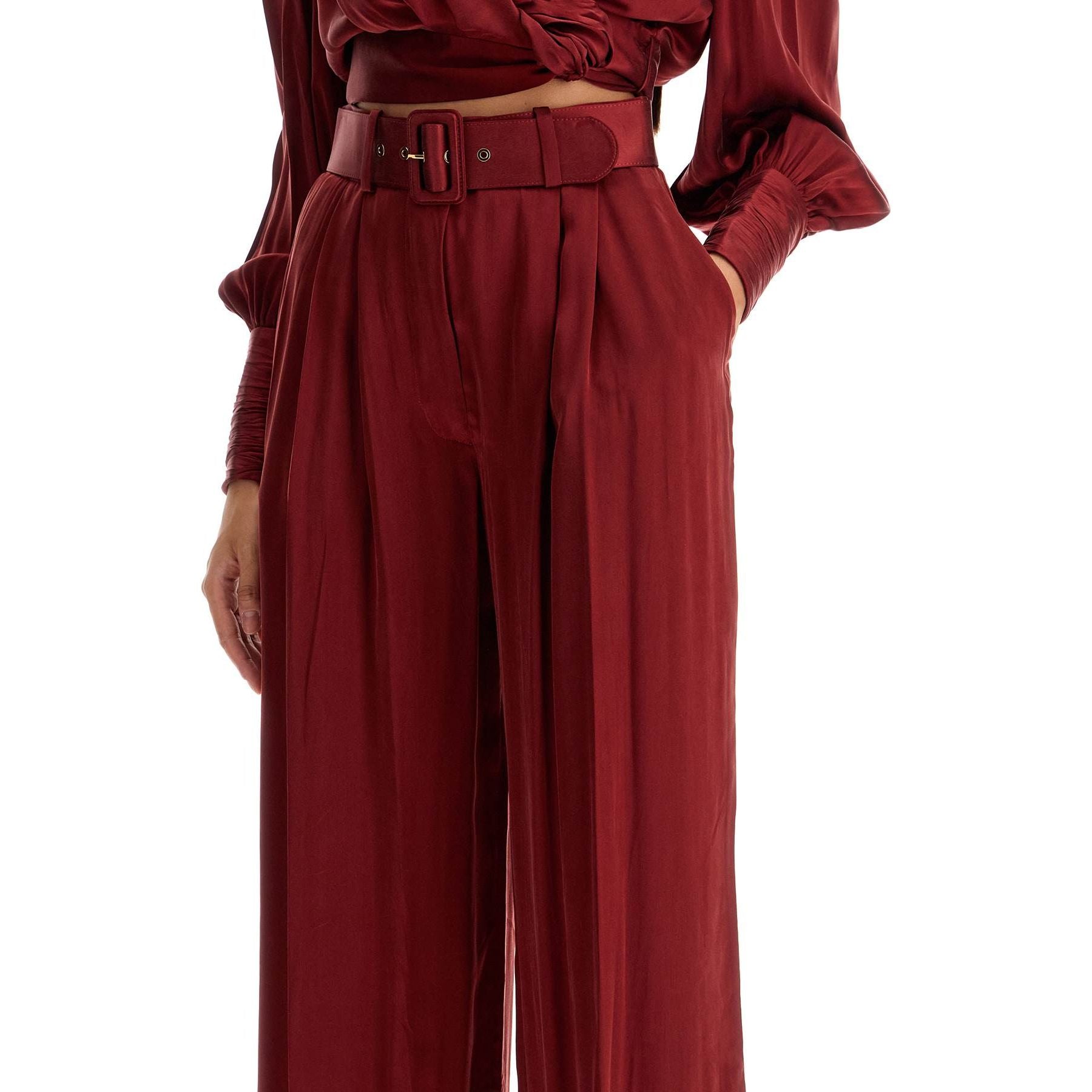 Silk Satin Palazzo Pants In Nine