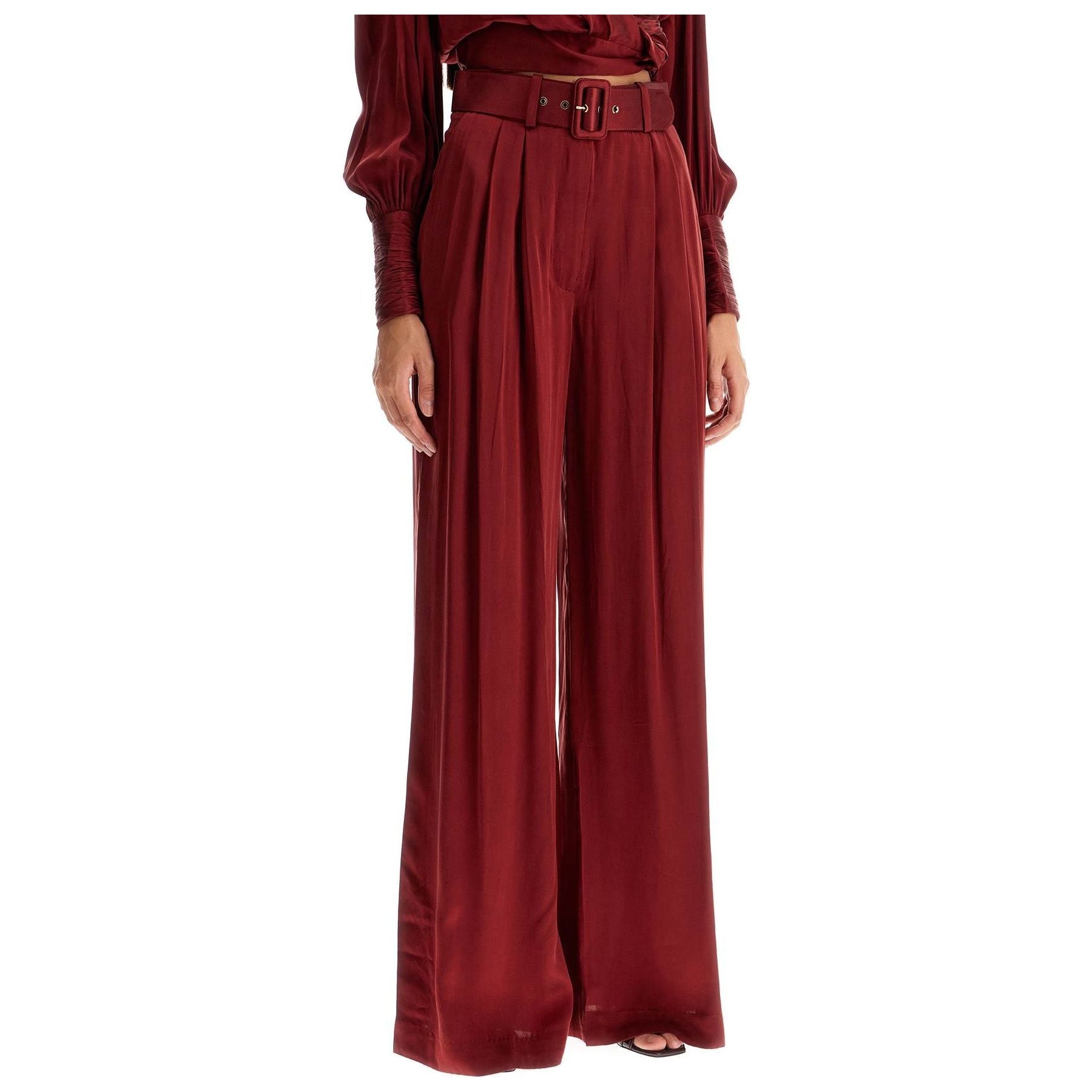 Silk Satin Palazzo Pants In Nine