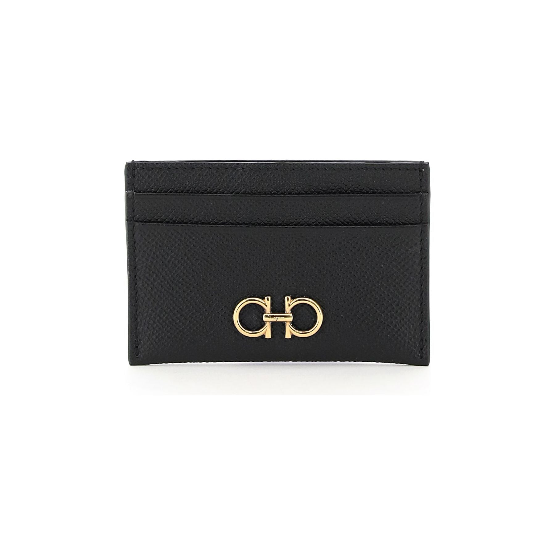 Grained Leather Gancini Card Holder