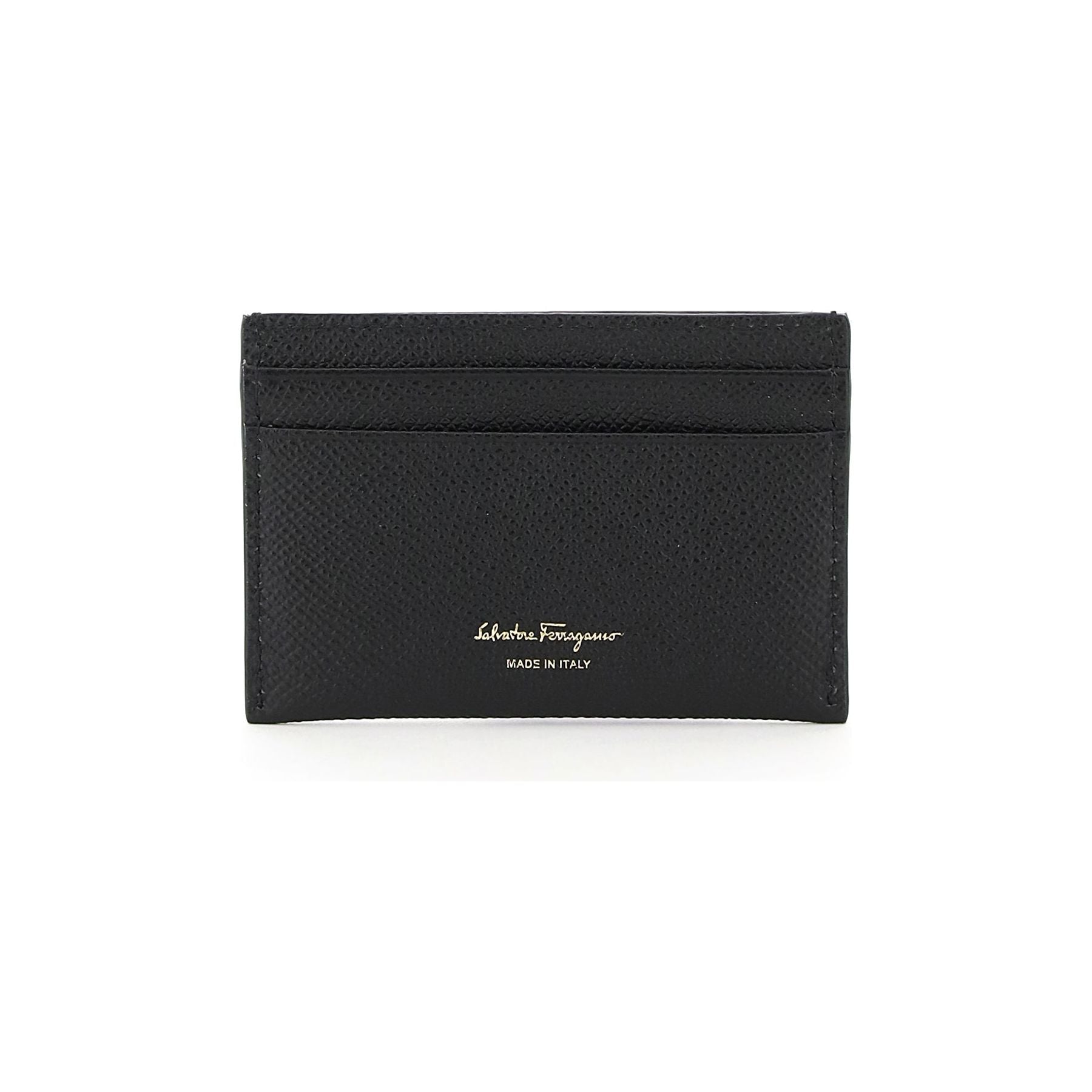 Grained Leather Gancini Card Holder