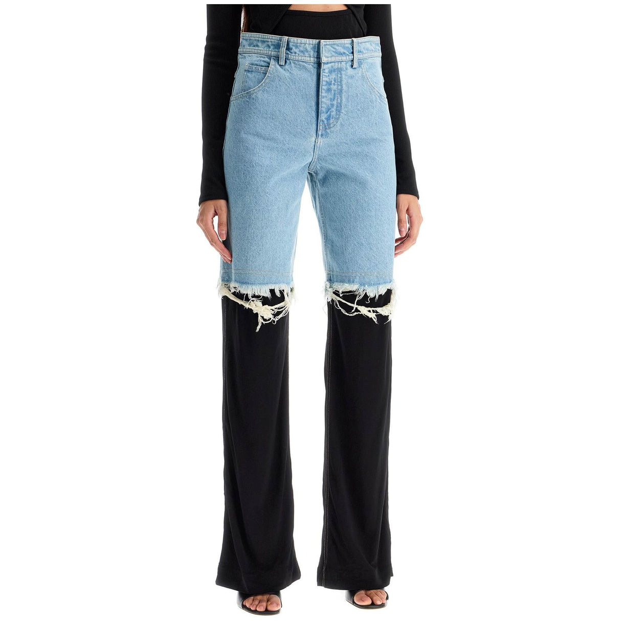 CHRISTOPHER ESBER-High Waisted Jeans With Jersey Inserts -JOHN JULIA.