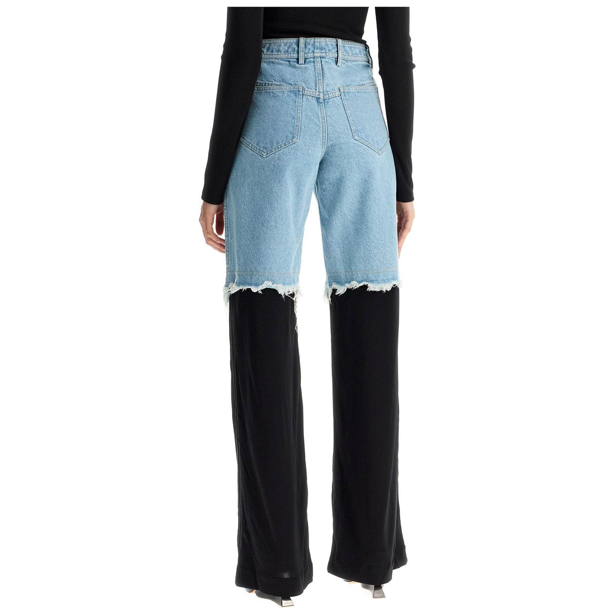 CHRISTOPHER ESBER-High Waisted Jeans With Jersey Inserts -JOHN JULIA.