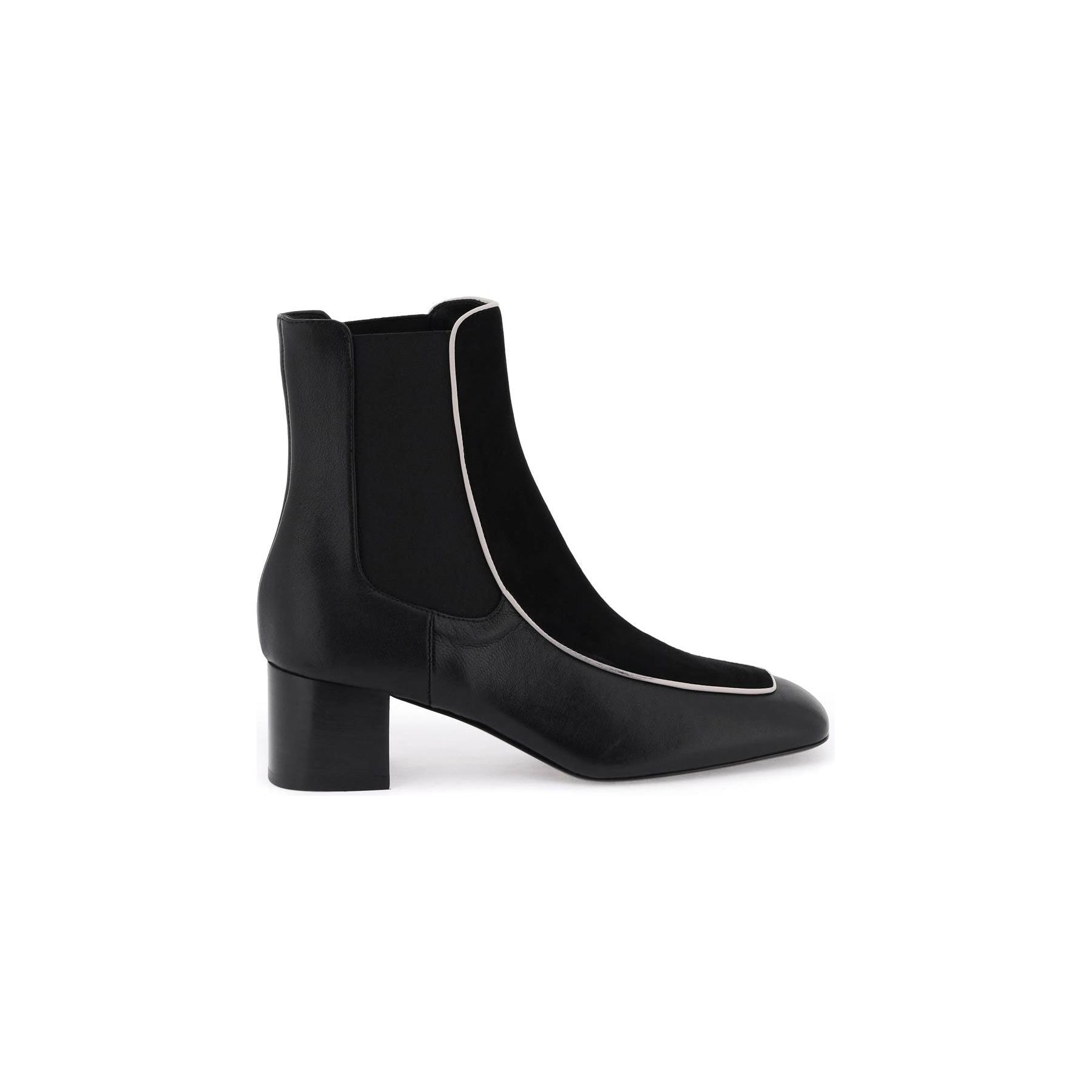 Smooth And Suede Leather Ankle Boots