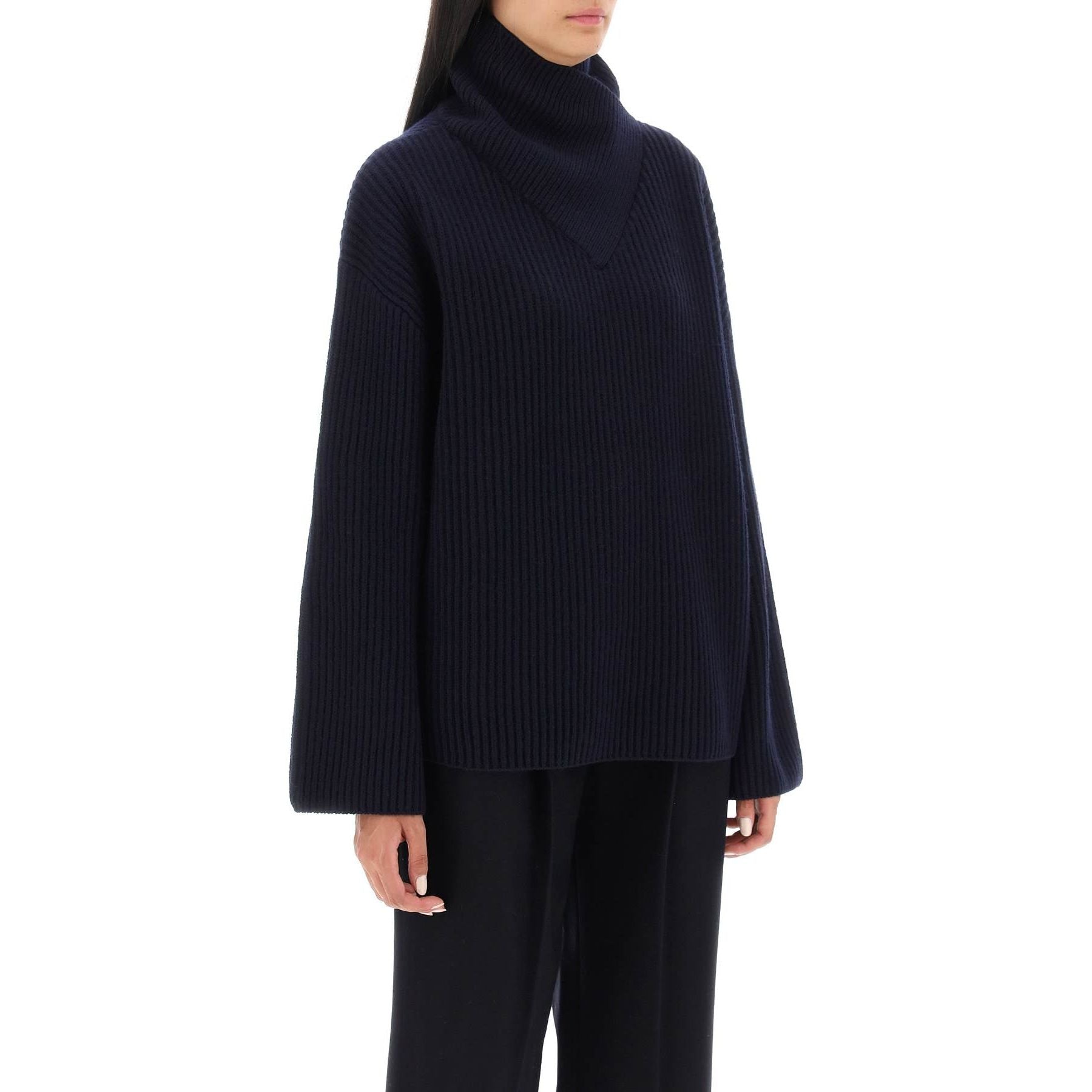 Sweater With Wrapped Funnel Neck