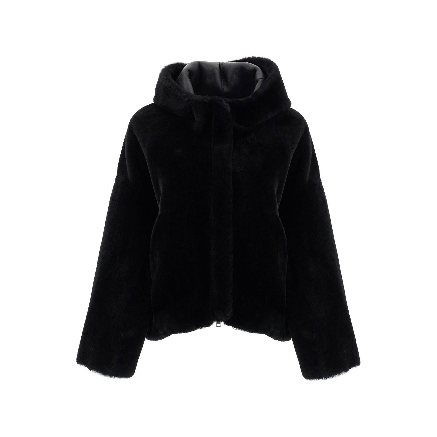 BLANCHA-Hooded Shearling Bomber Jacket -JOHN JULIA.