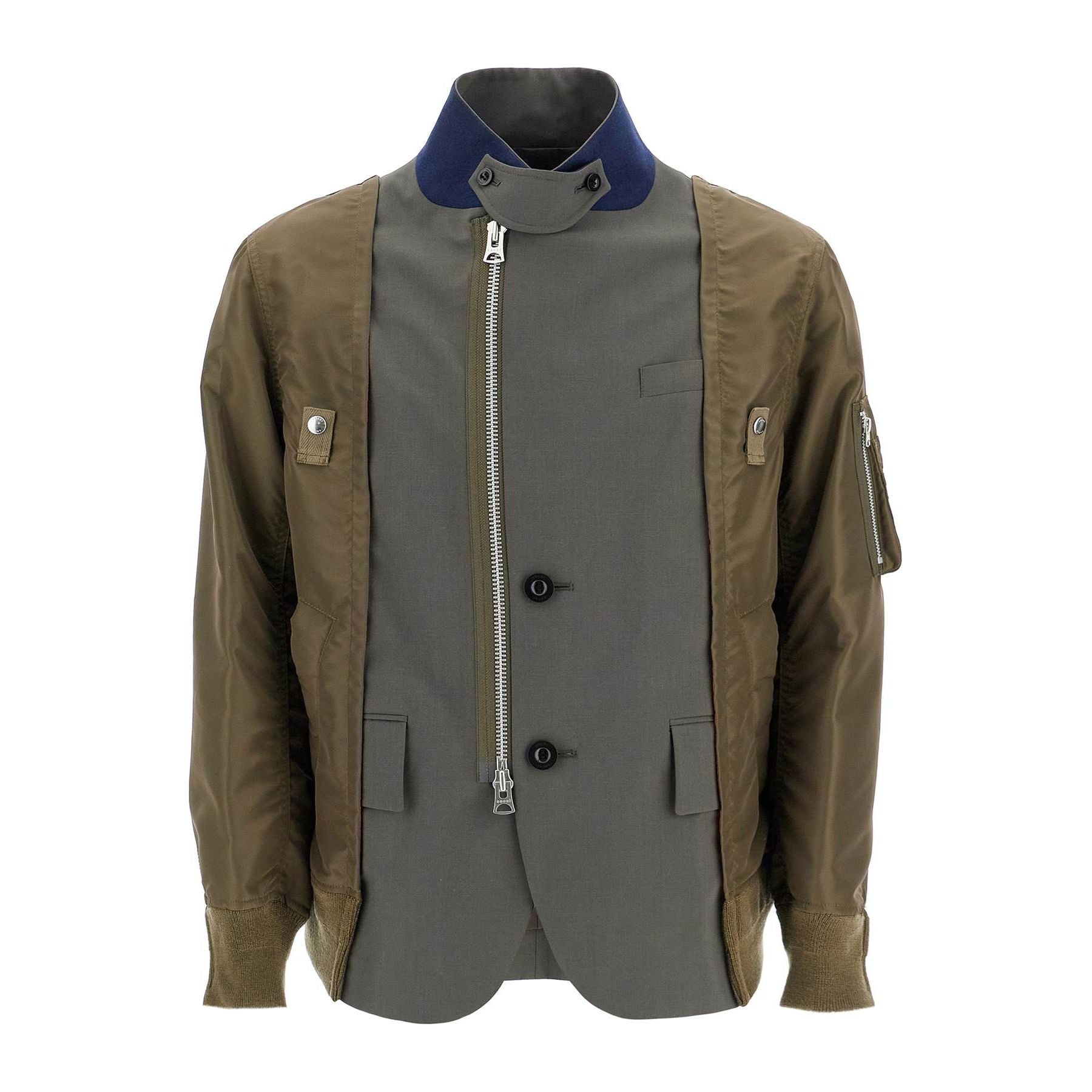 SACAI-Hybrid Nylon And Wool Blend Jacket. -JOHN JULIA.