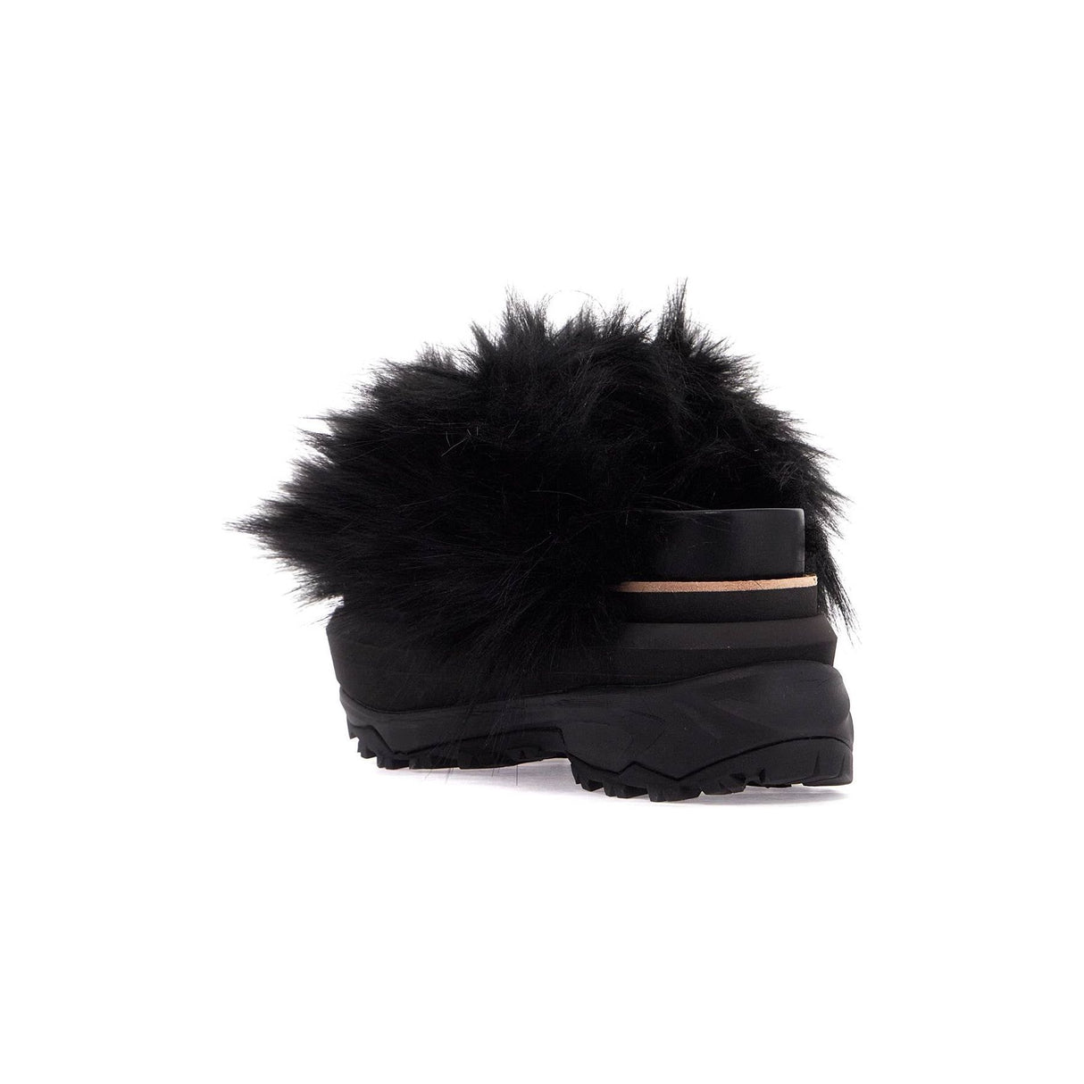 Faux Fur Strap Leather Slides