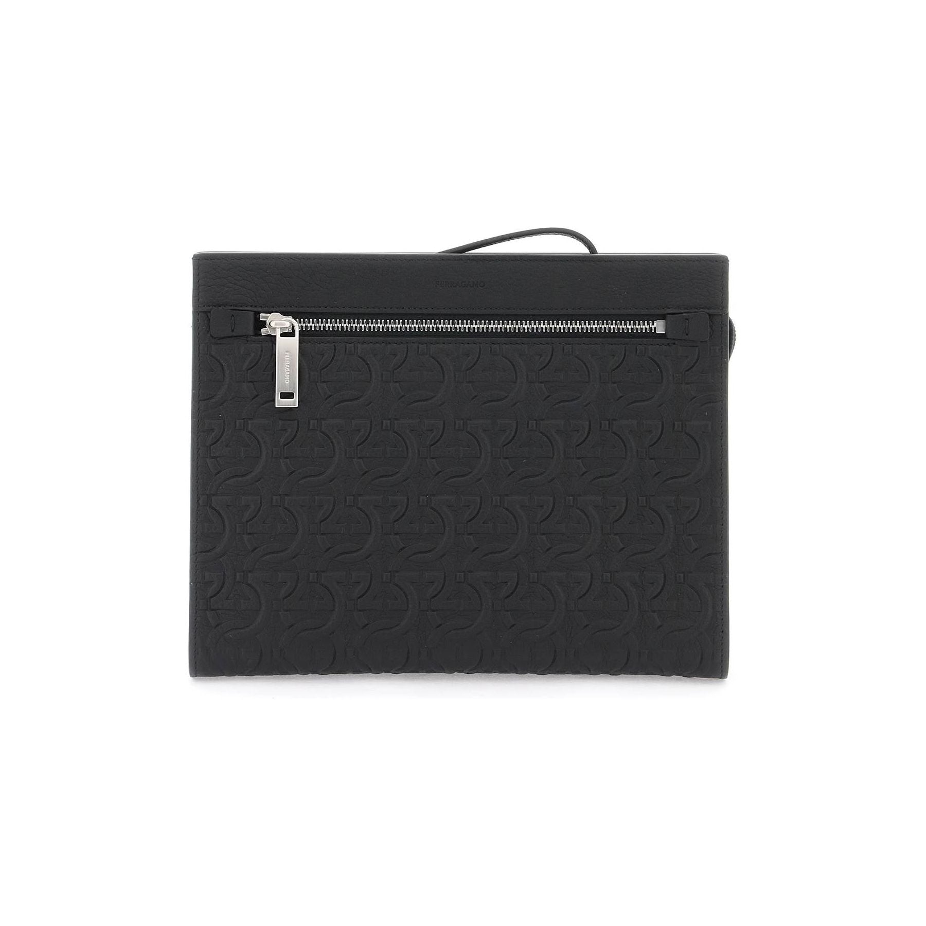 Gancini Embossed Leather Pouch