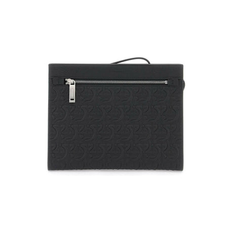 Gancini Embossed Leather Pouch.