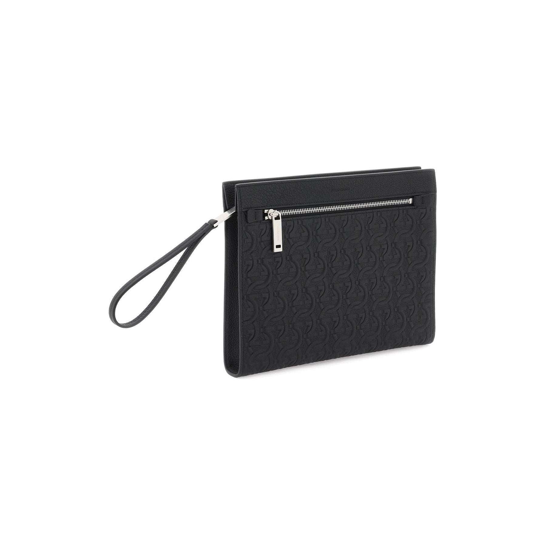 Gancini Embossed Leather Pouch