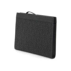 Gancini Embossed Leather Pouch.