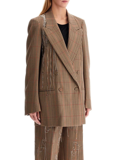 Crystal Chain Plaid Blazer-Dries Van Noten-JOHN JULIA