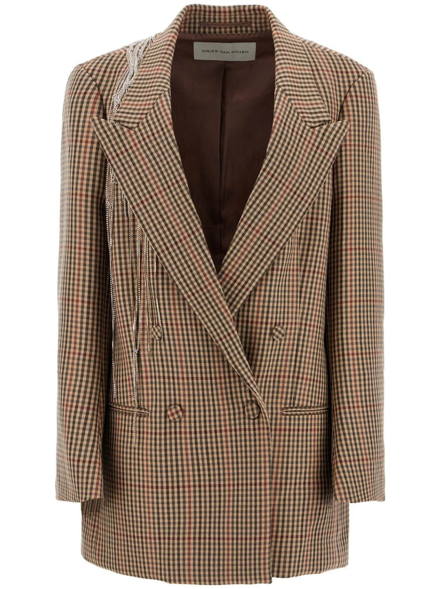 Crystal Chain Plaid Blazer-Dries Van Noten-JOHN JULIA