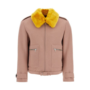 Wool Blouson With Faux Fur Collar