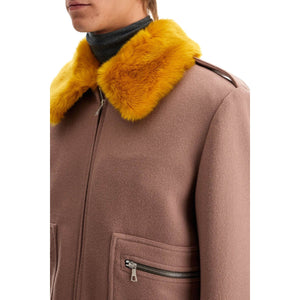 Wool Blouson With Faux Fur Collar