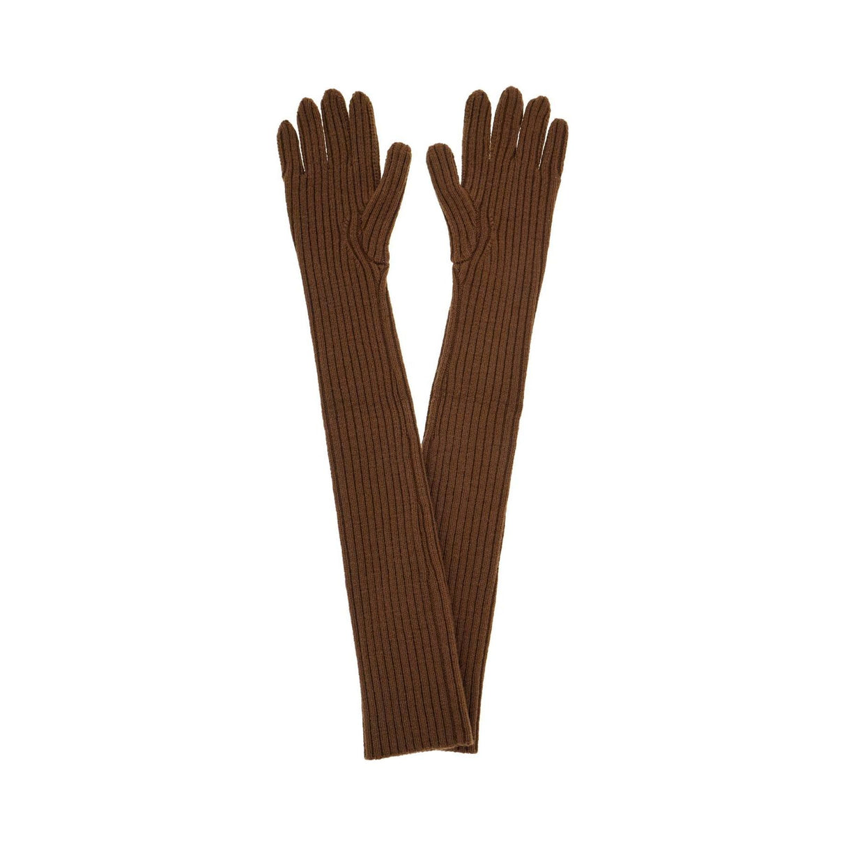 Long Ribbed Wool Gloves