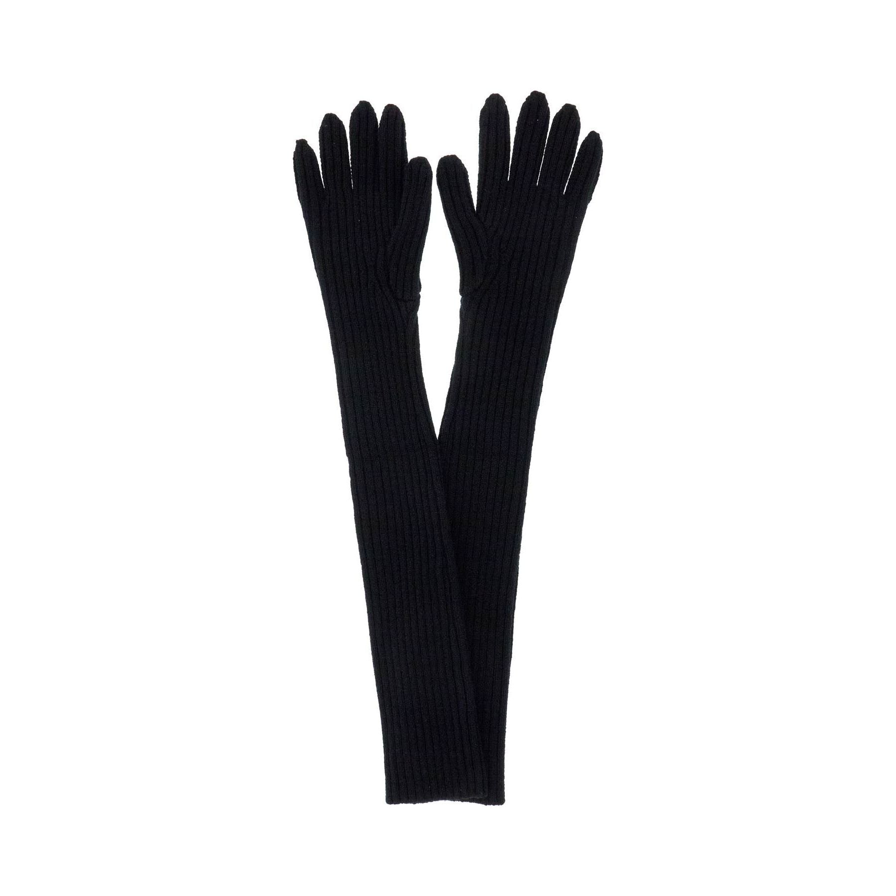 Long Ribbed Wool Gloves