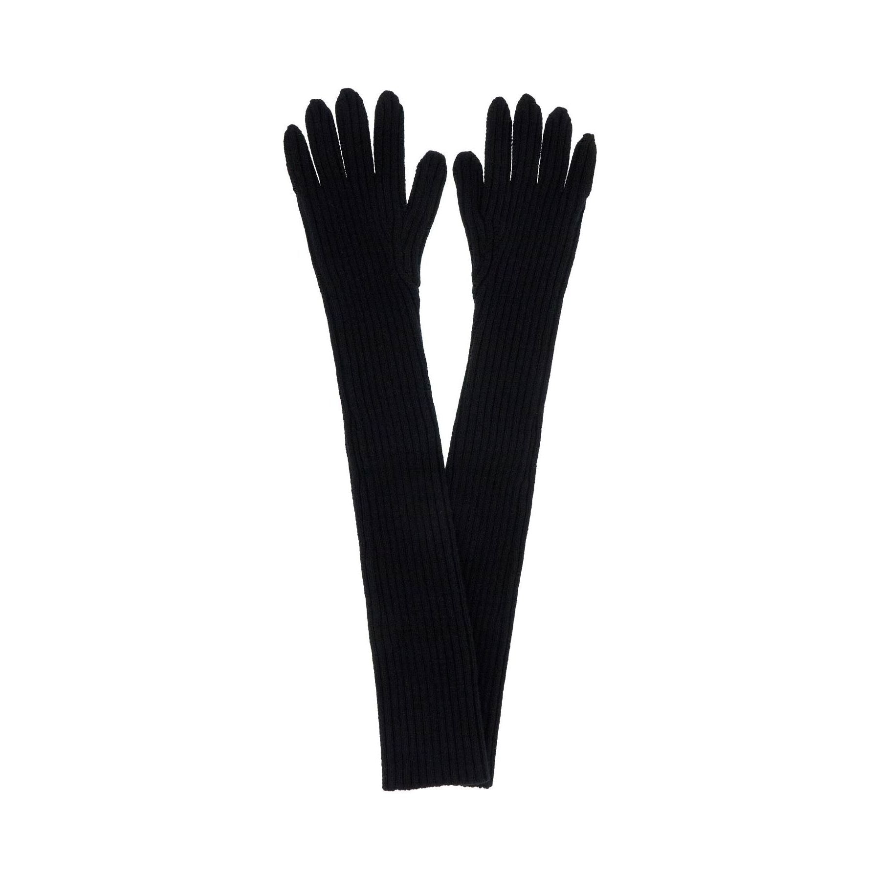 Long Ribbed Wool Gloves