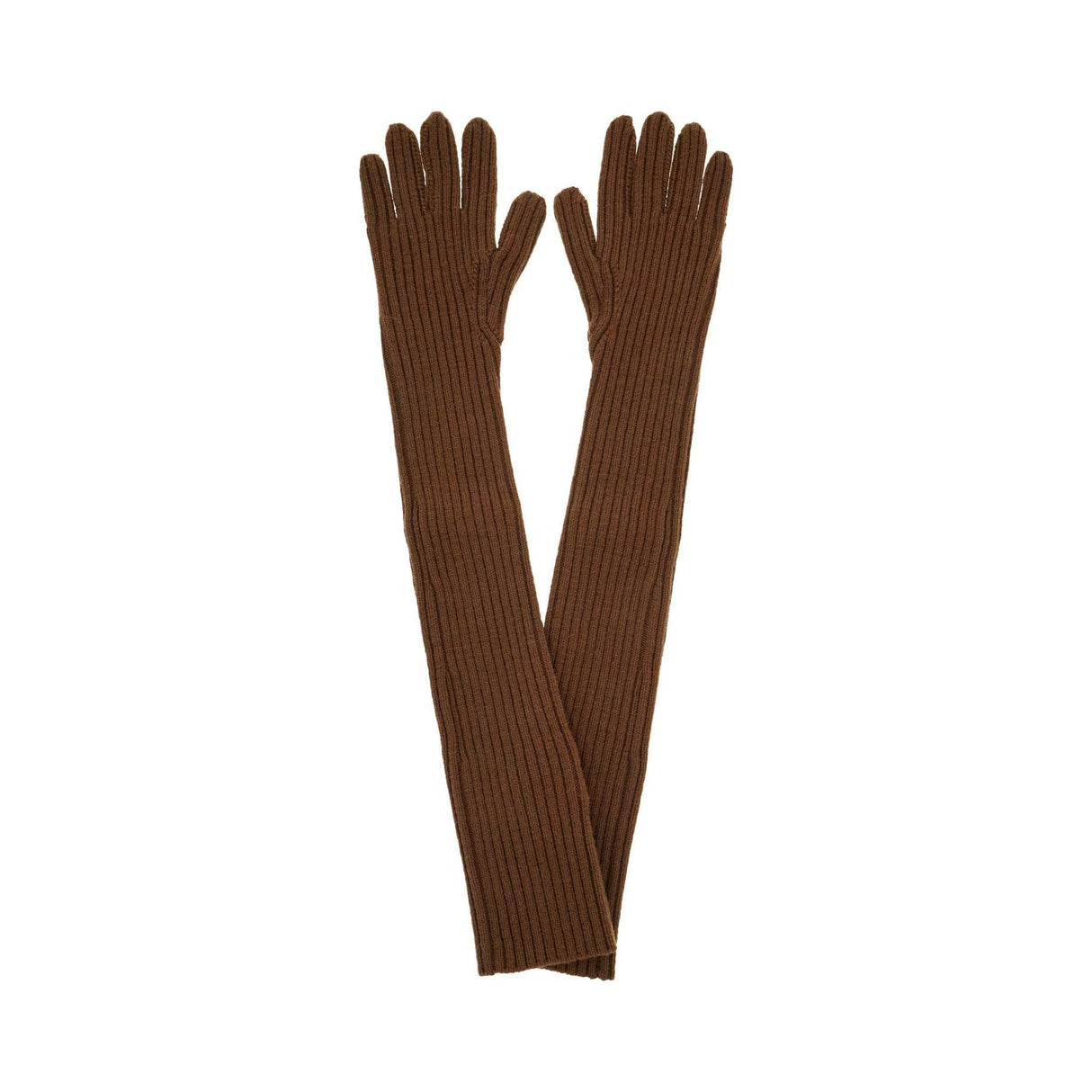 Long Ribbed Wool Gloves