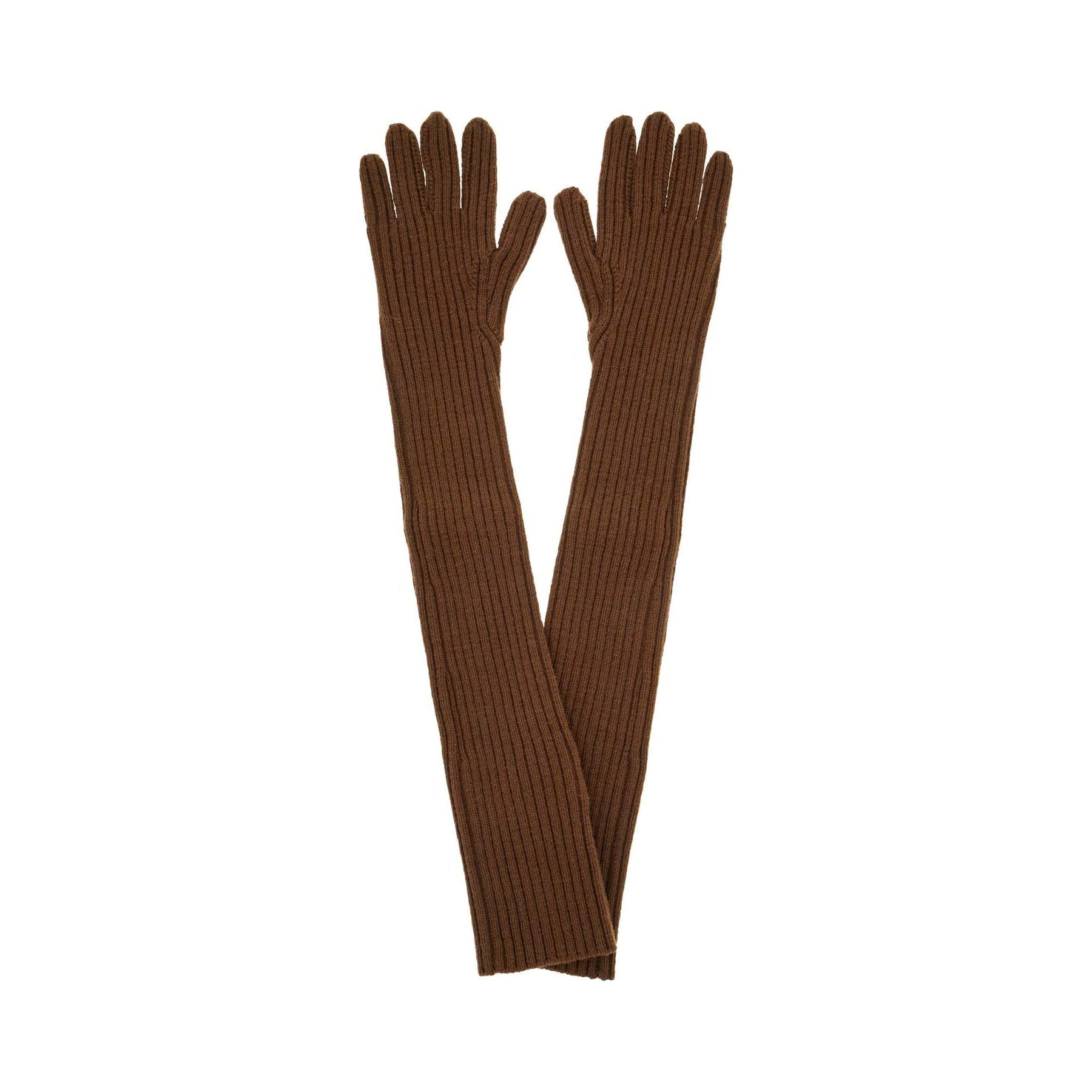 Long Ribbed Wool Gloves