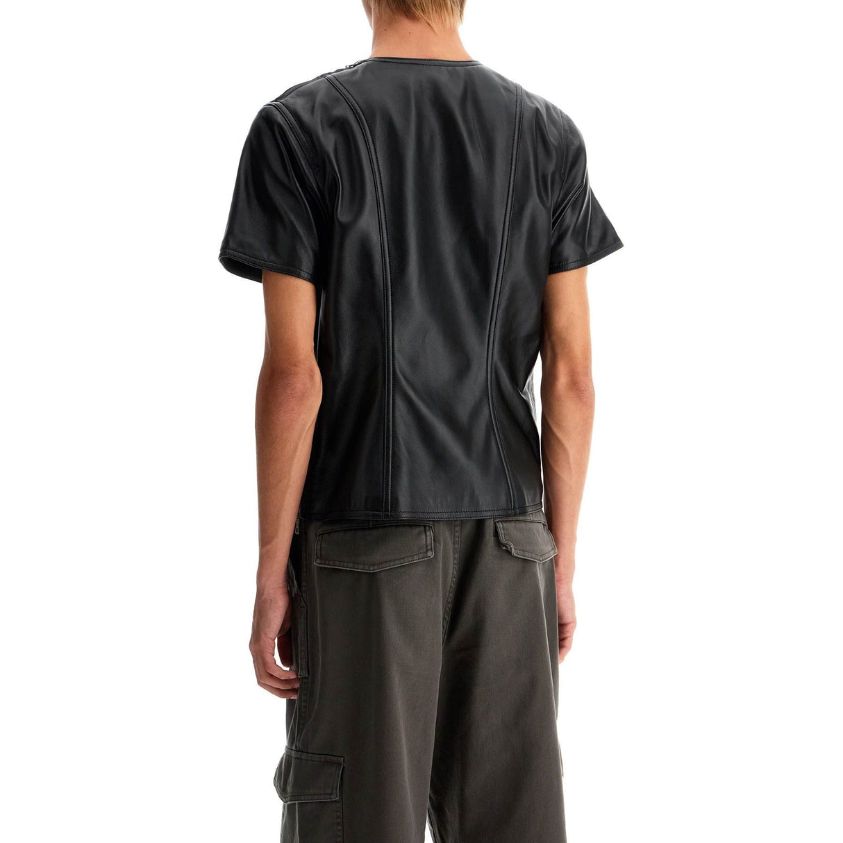 Leather T-shirt With Side Zipper