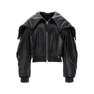 Nappa Bomber Jacket With Oversized Hood