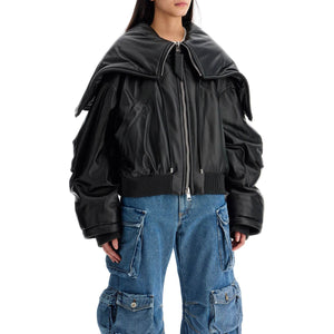 Nappa Bomber Jacket With Oversized Hood