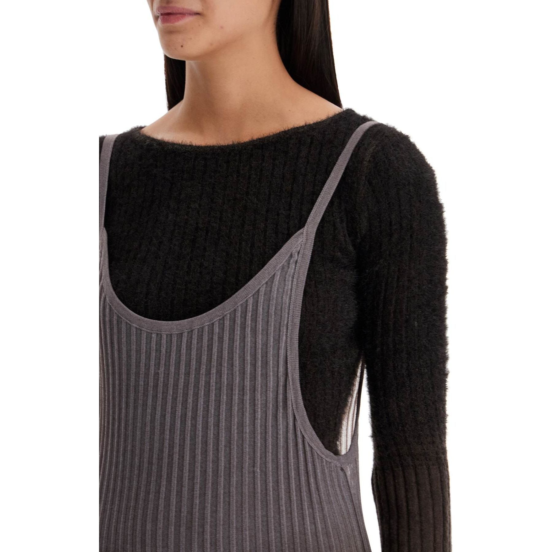 Gradient Ribbed Mohair Knit Dress